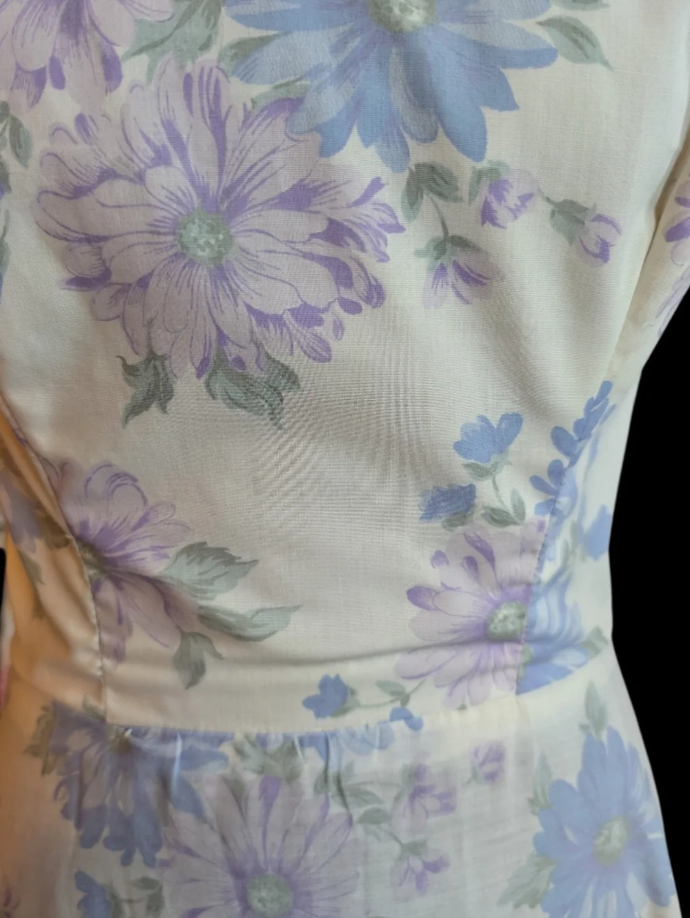 Vintage 70s Handmade Cottagecore Prairie Maxi Dress Pastel Floral Ruffle Hem - Picture 5 of 12
